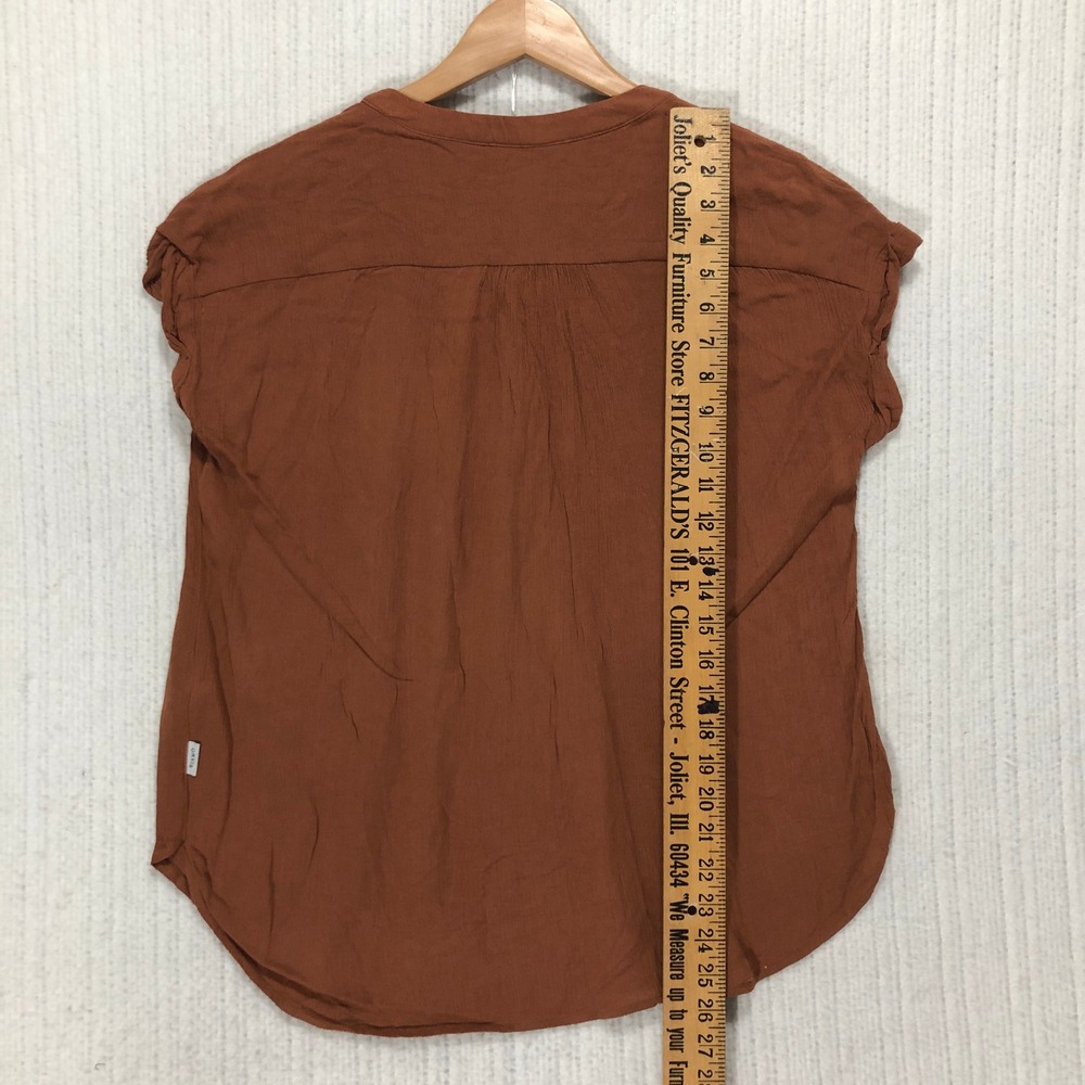 Orvis Short Sleeve Button Front V Neck Blouse Rust Orange‎ Size S - Picture 6 of 7